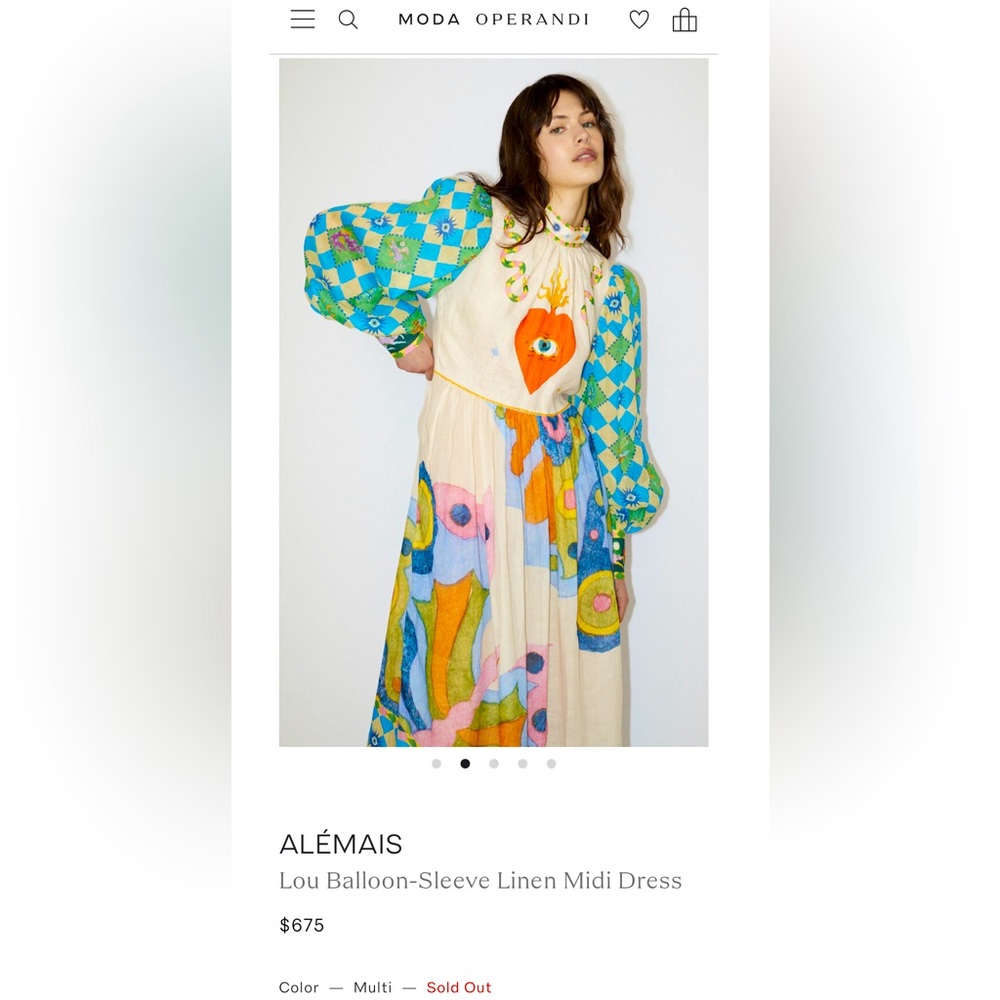 Alèmais Lou Balloon Sleeve Garden Party Midi Dress REPLICA